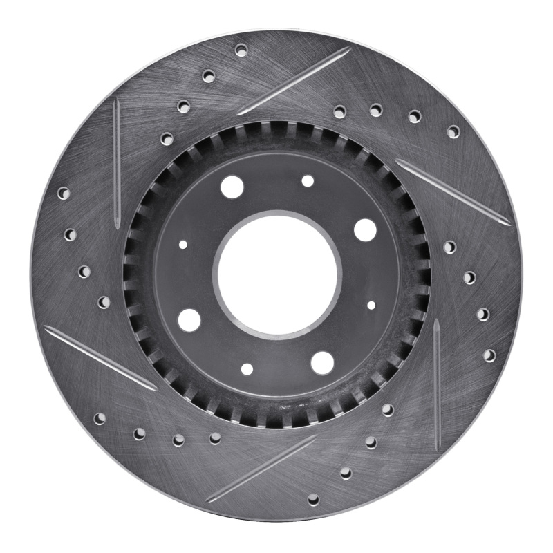 Kia Spectra Brake Rotor (1) - Front Right - R1 Concepts - Drilled & Slotted - Silver - `04-`09